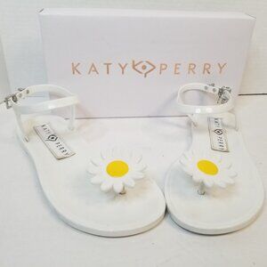Katy Perry Daisy White Flower White Geli Shoes Jelly Sandals sz 6 Daisies Buckle